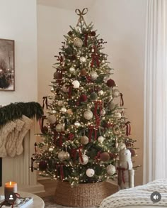 a decorated christmas tree in a living room