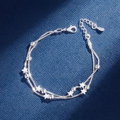 Silver Star Bracelet, Jewelry Accessories Ideas, Star Bracelet, Star Jewelry, Jewelry Lookbook, 925 Sterling Silver Chain, Girly Jewelry, Bracelets For Women, Dream Jewelry