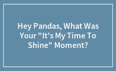 the words hey pandas, what was your it's my time to shine moment?