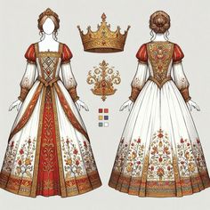 Kings Outfit Royal Drawing, Royalty Dress Drawing, Queen Gown Drawing, Empress Dress Drawing, Manwha Princess Dresses, Green Prom Dress Long, King Dress, Dreamy Gowns, Queen Outfit