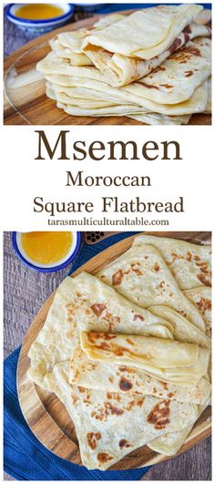 homemade moroccan square flatbreads on a cutting board