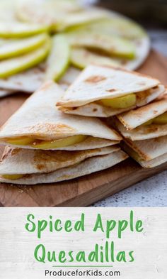 sliced apple quesadillas on a cutting board