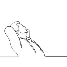 one line drawing of a man sitting at a desk with his head in his hands