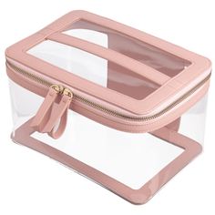 blush-leather Clear Travel Bag, Cosmetic Train Case, Clear Cosmetic Bag, Transparent Bag, Bag Suitcase, Train Case, Clear Bags, Travel Toiletries, Toiletry Bag Travel