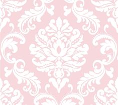 a pink and white wallpaper with an ornate design