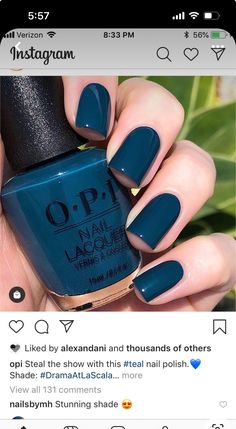 Marine Nails, Peacock Nails, Essie Nail Colors, Opi Nail Colors, Teal Nails, Glitter Gel Nails, Pretty Gel Nails, Really Cute Nails, Gel Nail Colors