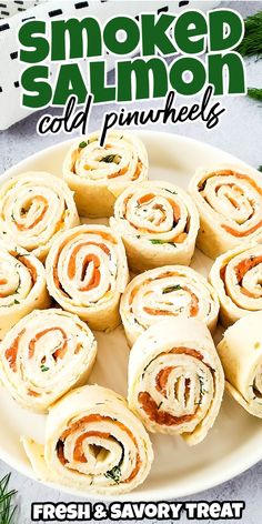 These easy smoked salmon pinwheels are a simple yet elegant appetizer that’s perfect for any party or gathering. With a creamy filling of cream cheese and a smoky, savory twist from the salmon, they’re sure to impress your guests and disappear quickly! Easy At Home Appetizers, Appetizers Easy Finger Food, Bite Size Appetizers, Best Appetizer Recipes, Party Appetizer Recipes, Foods For Parties, Appetizer Bites, inwheel Recipes, roll ups tortilla pinwheels, Party pinwheels recipe