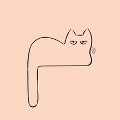 a black and white drawing of a cat laying on top of a pink background with the words, i love cats