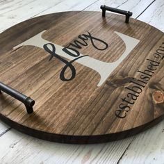 a personalized cutting board with the word family on it