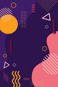 an abstract background with lines and shapes in purple, pink, yellow and orange colors