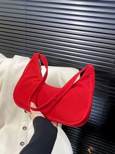 BirdinBag - Neon Red Hobo Bag - Sleek & Stylish Minimalist Design Red Travel Baguette Bag With Large Capacity, Red Baguette Bag With Large Capacity For Travel, Large Capacity Red Baguette Bag For Travel, Red Large Capacity Baguette Shoulder Bag, Red Baguette Bag With Large Capacity, Large Capacity Red Baguette Shoulder Bag, Red Baguette Bag With Large Capacity For Daily Use, Large Capacity Red Rectangular Baguette Bag, Casual Red Shoulder Box Bag