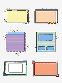 four different types of frames with lines and dots on the bottom, one is empty