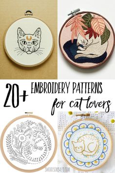 embroidery patterns for cat lovers with text overlay