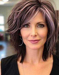 Hair Projects, Layered Hair With Bangs, Short Silver Hair, Grey Hair Inspiration, Layered Haircuts For Medium Hair, Hair 2024, Low Lights Hair, Haircuts For Medium Hair, Hair Color Highlights