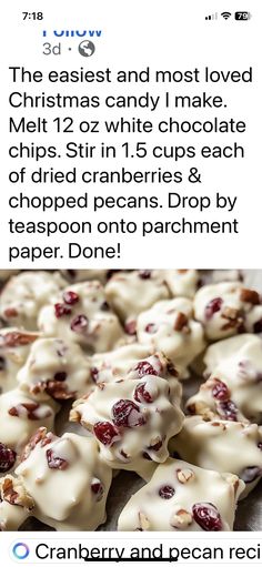 the recipe for cranberry and pecan crescents is shown in an instagram