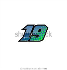 the number twenty nine in blue and green colors on a white background with an abstract pattern