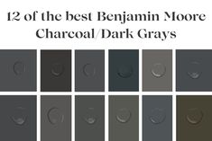 the color scheme for charcoal grays is shown in different shades and sizes, including one with