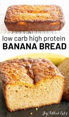 low carb high protein banana bread on a cooling rack