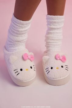 From our Hello Kitty and Friends x Forever 21 collection, this pair of plush house slippers features a Hello Kitty face design, protruding ears and bow, and a slip - on silhouette. | © 2023 SANRIO CO., LTD. Used Under License | Padded insole, textured outsole | Upper, Insole, & Lining: 100% polyester | Outsole: 100% EVA | Hello Kitty Plush House Slippers Hello Kitty Slippers, Hello Kitty Shoes, Hello Kitty House, Kitty Clothes, Hello Kitty Rooms, Hello Kitty Clothes, Dr Shoes, Pretty Shoes Sneakers, Hello Kitty Accessories