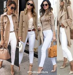 OUTFITS WITH WHITE PANTS FOR WOMEN OVER 50 - valemoods White Jeans Outfit, Older Women Fashion, Mode Casual