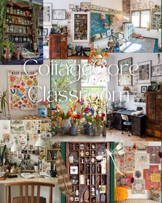 collage of photos showing various rooms and furniture with the words college class written on them