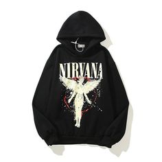 Hip Hop Hoodies, Harajuku Sweatshirt, Velvet Sweatshirt, Retro Fashion Women, Band Hoodies, Angel Print, Loose Hoodie, Basic Hoodie, Couples Hoodies