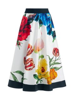 Flare Midi Skirt, Flared Midi Skirt, Midi Flare Skirt, Alice And Olivia, Dresses Ideas, Wide Waistband, British Indian, Alice Olivia, Floral Motif