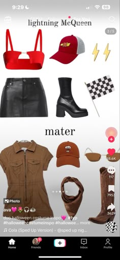 an image of clothes and accessories on a cell phone with the caption lightening moqueen