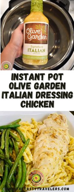 an image of pasta with sauce and green beans in the bowl next to another photo