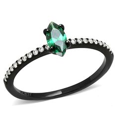 Description Priceless and classy, this ring would be your go-to style favorite. Beautified with a simple yet elegant design, it is finely crafted to perfection. Ideal for women, this ornament will also be suited as an exceptional gift for that special person in your life. Product Features: Stainless steel ring with cubic zirconia stones AAA grade emerald and clear colored cubic zirconia stones Stone shape: marquise Stone setting: prong Band style: straight Ion plated black ring Ring size: woman's 8 Weight (approx): 0.94 (g) Material(s): stainless steel/cubic zirconia Pack of 2 Product Specifications Weight Width Height Depth 0.01 LBS 3.00" 3.00" 3.00" Warning: CHOKING HAZARD-Small Parts Adult Supervision Required. Chest Jewelry, Black Engagement Ring, Purple Rings, Cz Rings Engagement, Luxe Jewelry, Trendy Fashion Jewelry, Stainless Steel Ring, Fashion Ring, Gold Jewellery Design