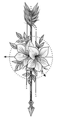 an arrow with flowers and arrows on it