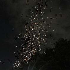 fireworks are lit up in the night sky