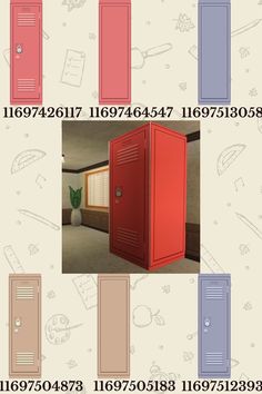 an image of different doors and lockers in various colors