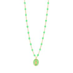 Gigi Clozeau - Madone resin charm Classic Gigi White necklace, Yellow Gold, 16.5 Neon Necklace, Resin Charms, Ancient Symbols, White Necklace, Turquoise Necklace, Beaded Necklace, Yellow Gold, Neon, Necklaces