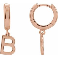 Specifications Weight: 0.9443 DWT (1.47 grams) Initial/Number: B Earring Back Type Included: Hinged Earring Type: Hoop Surface Finish: Polished Material: Gold Earring Dimensions: 20.95x6.1 mm Design Element: Initial B Earring Post Type: Ear Wire Rose Gold Dangle Huggie Earrings, Jordan Design, Initial B, Rose Gold Initial, Letter Earrings, Name Earrings, Initial Earrings, Earring Post, Gold Initial