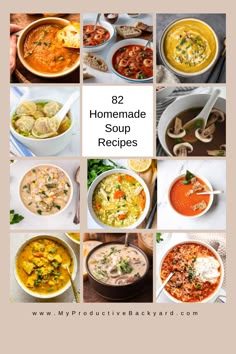 twelve soups with the title 8 homemade soup recipes