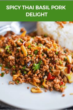 Spicy Thai Basil Pork Delight Easy Pad Thai Recipe, Thai Basil Pork, Basil Pork, Pork Mince Recipes, Pad Krapow, Thai Pad, Ground Pork Recipes, Minced Meat Recipe, Tasty Thai