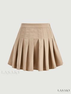 Lasaky - Stylish Kpop Khaki Pleated Skirt and Preppy Casual Top Set - Trendy Womens Summer & Spring Outfit for College Fashion Beige School Skirt For Spring, Casual Beige School Skirt, Beige Skirt For School In Spring, Beige Skirt For School In Spring Season, Beige Spring Skort For School, Beige Fitted Skirt For School, Fitted Beige Skirt For School, Khaki Pleated Skirt, Outfit For College