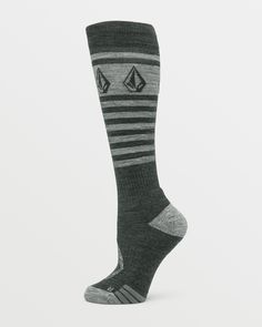 Shred the mountain in style with the Women's Striker Over-The-Calf Sock. Made of blended wool fabric to heat your feet, these medium-weight snow socks are performance-driven with innovative features like woven arch support, strategic cushioning, and an engineered air channel to ensure breathable comfort. Complete with a Stay-Up cuff to ensure they stay in place while you ride. Sold Individually By Size, Medium Weight Sock, 49% Acrylic, 21% Wool, 16% PA, 10% PP, 4% EA Cush Mapping Ankle &; Footbed Stay Up Cuff Impact Zone Cushion Air Channel Right &; Left Toe Construction Fitted Toe Box Bubble Grip Arch Support Y Heel Black Winter Socks For Outdoor Activities, Functional Midweight Black Socks, Comfortable Midweight Black Socks, Comfortable Black Cushioned Socks, Comfortable Black Socks, Over The Calf Socks, Wool Fabric, Arch Support, Medium Weight