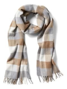 Banana Republic Buffalo Check Scarf Size One Classic Scarves For Cold Weather In Fall, Classic Scarves For Fall And Cold Weather, Casual Plaid Wool Scarf, Casual Wool Plaid Scarves, Classic Plaid Scarves For Fall, Classic Plaid Scarves For Winter, Check Scarf, Checked Scarf, Large Scarf