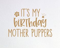 it's my birthday mother puppies card with gold foil lettering and paw prints