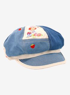 Keep your outfit lookin' berry sweet with this adorable cabbie hat on! It has a denim patchwork design featuring Strawberry Shortcake and strawberries.100% polyesterImported Cool Crochet Hat Ideas, Cool Hat Designs, Camping Clothing, Strawberry Hat, Strawberry Outfit, Fun Hats, Funky Hats, Cabbie Hat