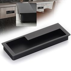 an image of a black drawer with drawers in the background and on the left side