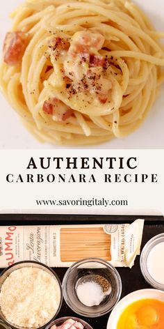 the ingredients to make an authentic carbonara recipe