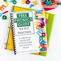 the free phonics guide for k - 2 teachers includes letters and numbers to teach them