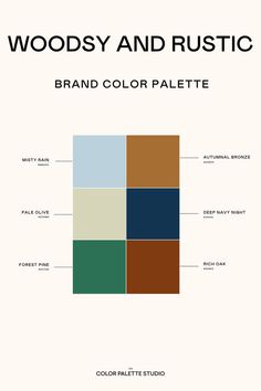 a woodsy and rustic color palette Rustic Color Palette, Rustic Color Palettes, Website Mockup, Hex Codes