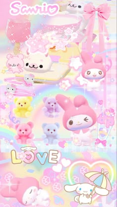 an image of some cute animals and hearts