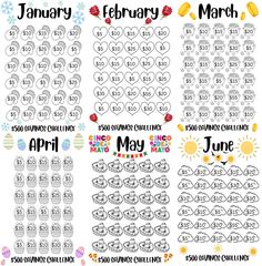 months of the year printables for kids and adults to use on t - shirts