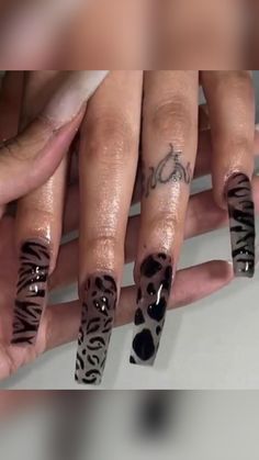 Punk Nails, Grunge Nails, Color Nails, Animal Print Nails, Trendy Nail, Bling Acrylic Nails, Uñas Acrilicas