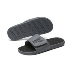 Cool By Name, Cool By Nature, These Slides Are Back And Better Than Ever. They’Re Lightweight, Stylish And Ready To Hit The Summer, Complete With Classic Puma Formstrip Branding. Details Imeva Midsolelight Moulded Imeva Outsolepuma Formstrip And Wordmark Design On Strap | Wordmark Design, Puma Slides, Men Slides, Fenty X Puma, Black Puma, Cat 2, Fashion Logo, Cool Cats, Dark Gray